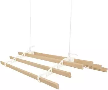 MonsterShop Deckenwäschetrockner mit Flaschenzug 6 Latten, elfenbein, 1,2m