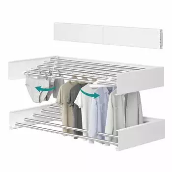 Songmics Wandtrockner ausziehbar, klappbar, 6 Stangen, 100cm, weiß