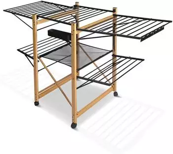 Vounot Standtrockner ausziehbar, klappbar, rostfreier Stahl, schwarz, 30m (8526045708637)