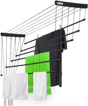Kadax Deckenwäschetrockner 6 Stangen, 160cm, schwarz (K5044)