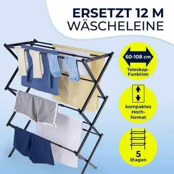 EASYmaxx Teleskop-W&auml;schest&auml;nder 1200 klappbar, 12m Trockenl&auml;nge, 108cm (19403)