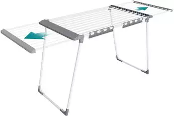 Songmics Wäscheständer Standtrockner, ausziehbare Flügel, 22m, klappbar, weiß-grau