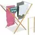 Relaxdays Klappbarer Wäscheständer 8 Stangen, Bambus/Metall, natur/weiß