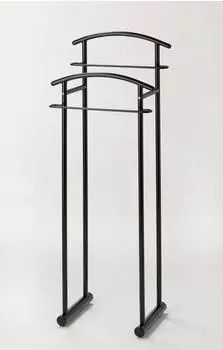 GGG Möbel Herrendiener Stummer Diener 2 Bügel Metall schwarz Herrengarderobe freistehend