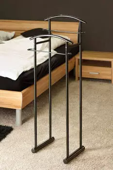 GGG Möbel Herrendiener Stummer Diener 2 Bügel Metall schwarz Herrengarderobe freistehend – Elegantes Design und hochwertige Materialien