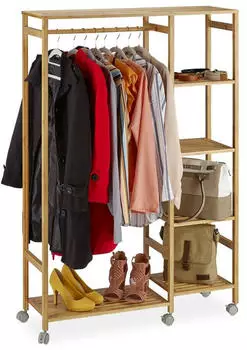 Relaxdays Rollgarderobe Bambus