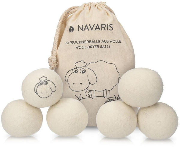Navaris Trocknerbälle 6er Pack ökologisch - Ball für Wäschetrockner aus 100% Wolle Filzbälle -Weichspüler Alternative