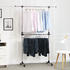 Songmics Rollgarderobe Doppelstange aus Edelstahl (101-163) x 49 x (113-198) cm verstellbare Kleiderstange Kleiderständer Blau LLR41L
