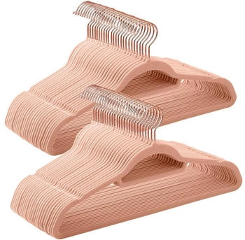 Songmics Kleiderb&uuml;gel CRF21PK50, aus Kunststoff, rosa, 44cm, platzsparend, rutschfest, 50 St&uuml;ck