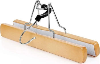 Songmics Kleiderb&uuml;gel CRW007-12, aus Holz, Hosenb&uuml;gel, natur, 25cm breit, 12 St&uuml;ck