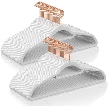 Songmics Kleiderbügel CRF021W02, aus Kunststoff, weiß, 45cm, platzsparend, rutschfest, 50 Stück