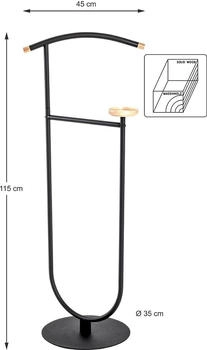 HAKU Herrendiener Everton, buche / schwarz, 45 x 115 x 34cm, Massivholz / Metall – HAKU Herrendiener Everton in Buche und Schwarz - Elegante Ordnung für Ihre Garderobe