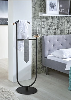 HAKU Herrendiener Everton, buche / schwarz, 45 x 115 x 34cm, Massivholz / Metall – Vielseitige Aufbewahrungsmöglichkeiten für Ihre Garderobe