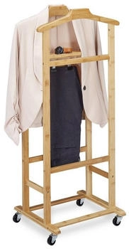 Relaxdays Herrendiener Kleiderbutler W&auml;scheablage 4 Rollen Bambus 3 kg