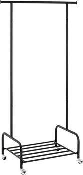 HAKU Möbel Rollgarderobe schwarz, Metall - B 93 cm x H 175 cm x T 54 cm, Style: Modern