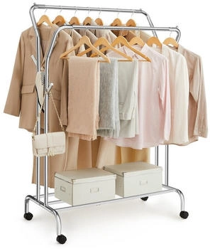 Songmics Rollgarderobe silber Metall 4 Haken 103,5 x 141,0 / 155,0 cm St.