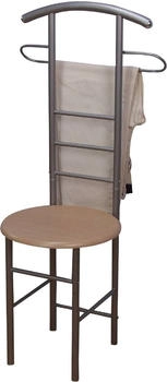 Möbel direkt online iovivo Herrendiener aus Stahlrohr mit rundem Sitz, 53x47x118 cm alu/buche