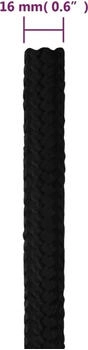 vidaXL Durable Polyester Work Rope - Versatile and Tough Black Braided Cord - 100 m Long and 16 mm Thick - Ideal for General Purpose Use vidaXL Durable Polyester Work Rope - Versatile and Tough Black Braided Cord - 100 m Long and 16 mm Thick - Ideal for General Purpose Use