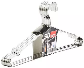 Sotech 5er Set Design Kleiderb&uuml;gel Edelstahl 450 x 193 mm mit Haken