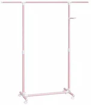 Songmics Kleiderständer auf Rollen, höhenverstellbar 97-165cm, pastellrosa (LLR001R02)