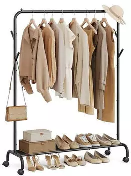 Songmics Kleiderst&auml;nder mit Rollen, Stahl, 103,5cm, 50kg (HSR131B01)