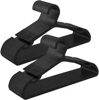 Songmics Kleiderb&uuml;gel Kunststoff 50er-Set, breite Schulterkerben, 41,7cm, tintenschwarz (CRP010B01)