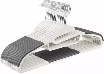 Songmics Kunststoff-Kleiderbügel U-förmig, Antirutsch, 360° Drehhaken, Weiß/Dunkelgrau, 20er-Set (CRP041WG02)