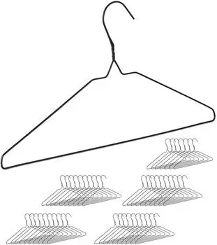 Relaxdays Kleiderb&uuml;gel Metall, Schwarz, 48er Set