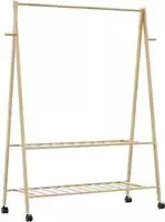 vidaXL Kleiderst&auml;nder mit Ablagen und Rollen 132x45,5x155,5 cm Bambus