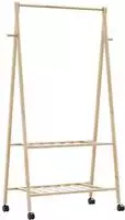 vidaXL Kleiderst&auml;nder mit Ablagen und Rollen 96x45,5x155,5 cm Bambus