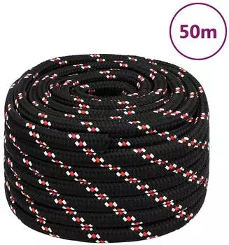 vidaXL Bootsseil Polypropylen Schwarz 20mm 50m (152368)