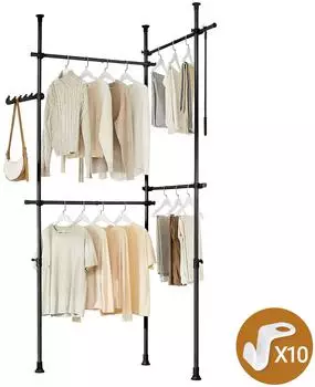 SoBuy KLS03 Garderobenst&auml;nder freistehend Metall, verstellbar, Schwarz (KLS03-SCH)