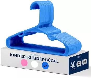 SereneLife Kinder- & Baby-Kleiderbügel Kunststoff, rutschfest, platzsparend, 40er-Set (SLKHBL40)
