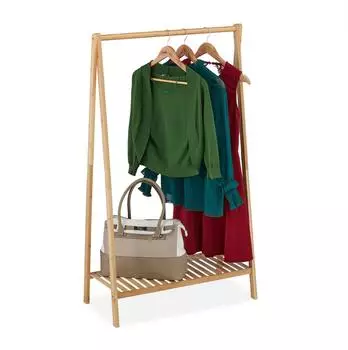 Relaxdays Kleiderst&auml;nder Bambus mit Ablage, 120x67x35cm (10039428)
