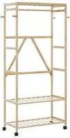 vidaXL Kleiderst&auml;nder mit Ablagen und Rollen 90x40x179,5 cm Bambus