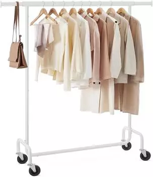 Songmics Kleiderst&auml;nder auf Rollen, ausziehbare Kleiderstange, 130kg, Mattwei&szlig; (HSR011W01)