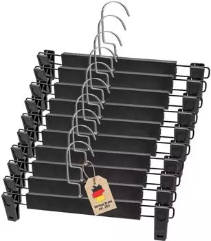Intirilife Hosenbügel Kunststoff & Metall Matt Schwarz 10er-Set (IL-100033)