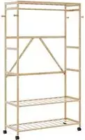 vidaXL Kleiderst&auml;nder mit Ablagen und Rollen 110x40x180 cm Bambus