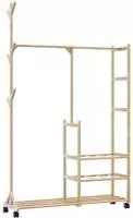 vidaXL Kleiderst&auml;nder mit Ablagen und Rollen 100x38x175,5 cm Bambus