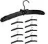 Relaxdays Kleiderbügel Satin 10er-Pack, weich gepolstert, 360° drehbarer Haken, Schleife, 38cm, Schwarz (10026615_1064)