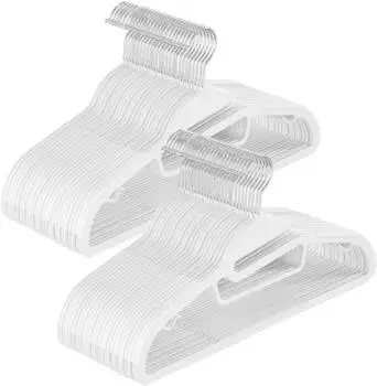 Songmics Kleiderb&uuml;gel aus Kunststoff 50er-Set, U-f&ouml;rmige &Ouml;ffnung, 360&deg; drehbarer Haken, Wei&szlig; (CRP041W05)