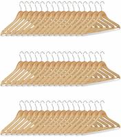 Kleiderb&uuml;gel Set, 48 Hosenb&uuml;gel Aus Holz, Garderobenb&uuml;gel, Haken 360&deg; Drehbar,