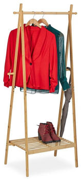 Relaxdays Bambus Kleiderständer mit Ablage mit Haken 160cm (10041322_0)