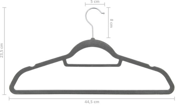 vidaXL 100 Stk. Kleiderbügel-Set Anti-Rutsch Grau Samt (289919)