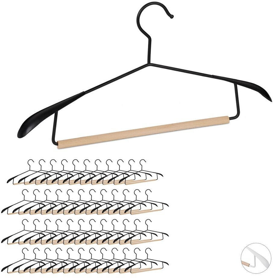 Relaxdays 48 x Kleiderbügel Holz & Metall schwarz (100324780) Test