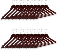 Relaxdays Kleiderb&uuml;gel Set Holz, 20er Pack Garderobenb&uuml;gel, Hemden & Hosen, 360&deg;