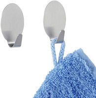 2er Set Haken Kleider Wand Garderoben Selbstklebend Befestigung Maxi Matt - Silber