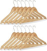Kleiderb&uuml;gel Set, 12 Hosenb&uuml;gel Aus Holz, Garderobenb&uuml;gel, Haken 360&deg; Drehbar,