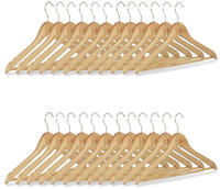 Relaxdays Kleiderb&uuml;gel Set, 24 Hosenb&uuml;gel Aus Holz, Garderobenb&uuml;gel, Haken 360&deg;