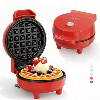 YASHE Mini-Waffeleisen 550W, Antihaft, rot (ABW59C-Red) Waffelautomat ...